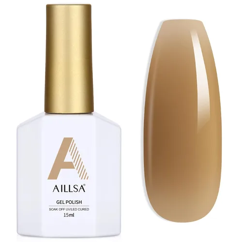 AILLSA Esmalte de uñas de gel amarillo otoñal, esmalte de gel de hojas de otoño, esmalte de gel neutro translúcido nude de larga duración, color