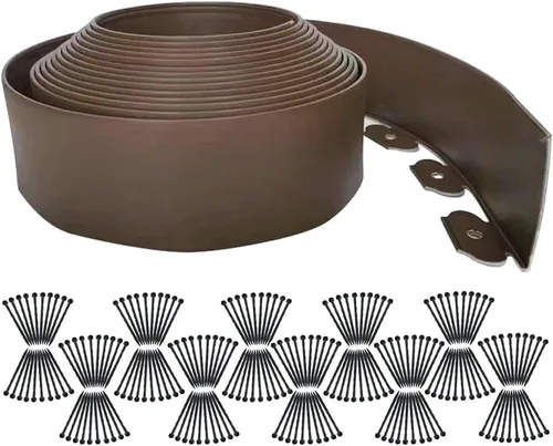 Miniatura 26 de Bordes de jardín de 1.5 pulgadas x 98 pies, bordes de paisaje negro con 150 estacas de plástico, valla flexible de bricolaje para paisajismo, cama