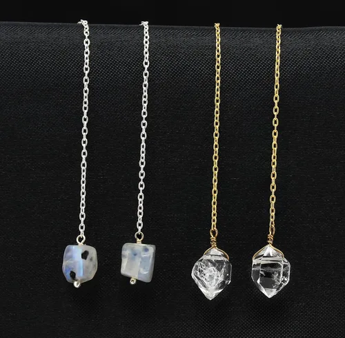 Miniatura 4 de Aretes de hilo enhebrados de plata esterlina 925 naturales y en bruto, aretes con gemas para mujer, joyería hecha a mano, regalo para ella