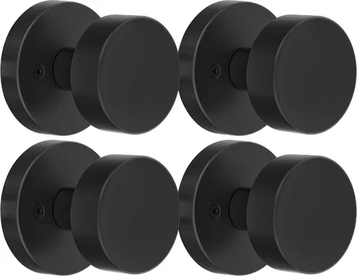 Paquete de 4 perillas falsas interiores negras, perillas de puerta negras mate para puertas plegables de armario, manija de puerta redonda moderna y