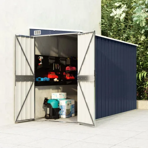 Miniatura 2 de vidaXL Cobertizo montado en la pared, acero galvanizado y almacenamiento de jardín de metal para herramientas, muebles, equipos, antracita