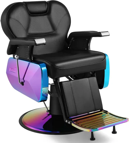 Miniatura 13 de Artist hand Silla de peluquería hidráulica, sillas de estilo de 21 pulgadas de ancho para salón con capacidad de 450 libras, silla reclinada de Negro