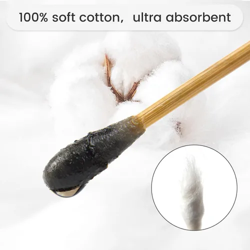 Miniatura 3 de 500 hisopos de algodón de 6 pulgadas con estuche de almacenamiento, hisopos de algodón resistentes sin pelusa con mango de bambú, hisopos de algodón