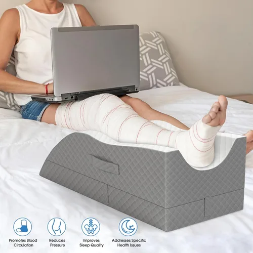 Miniatura 5 de Almohadas de elevación TranquilRelax para piernas después de la cirugía, almohada de espuma viscoelástica ajustable con cuña para piernas para Gris
