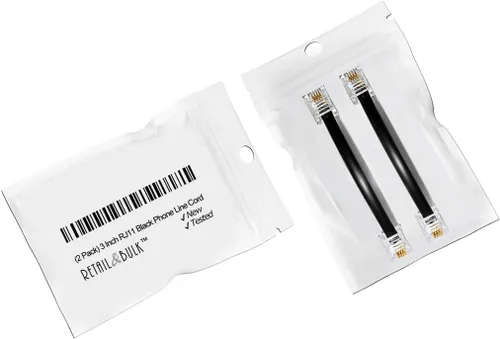 Miniatura 5 de Paquete de 2 cables telefónicos de 3 pulgadas, grado profesional, fabricado en Estados Unidos, enchufes RJ11 macho 6P4C con contactos dorados de 50
