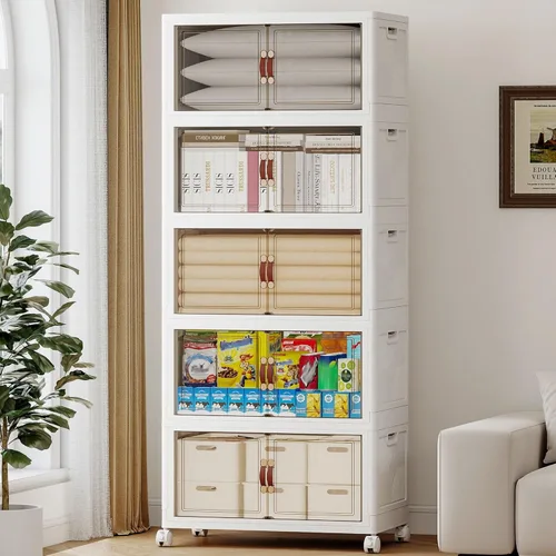 Miniatura 12 de 468QT - Contenedores de almacenamiento apilables extra grandes con tapas, ruedas y puerta, organizadores plegables de armario de 117 galones