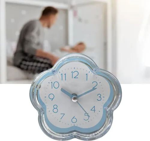 Miniatura 2 de Reloj despertador, lindo reloj despertador en forma de flor, silencioso, de bajo ruido, transparente, pequeño reloj despertador para sala de estar