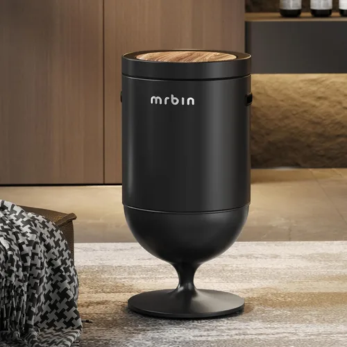 Miniatura 8 de MRBIN Bote de basura de metal con sensor de movimiento para baño con tapa, cesta de basura automática en forma de copa de vino de 5.3 galones, sin