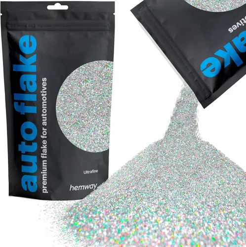 Miniatura 45 de Hemway Purpurina metálica para automóviles MICROFINE 1/256" .004" 0.1mm 100 micras, aditivo de pintura en escamas metálicas 100 g para uso con Verde