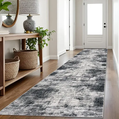 Miniatura 157 de IOHOUZE Alfombra pequeña abstracta de 2 x 3 pies, alfombra de entrada lavable para entrada interior, alfombras con respaldo de goma, alfombra gris