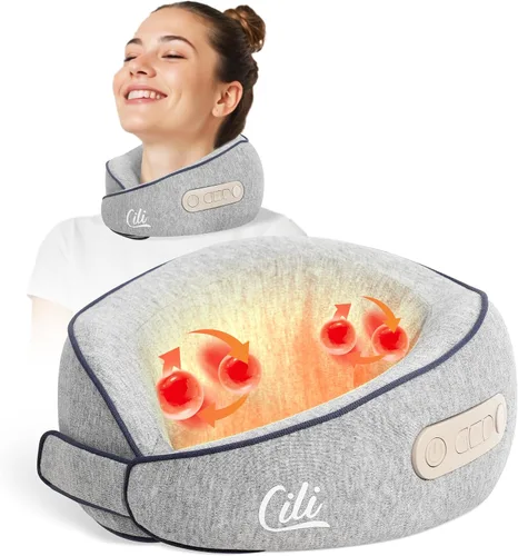 Miniatura 10 de CILI Almohada Masajeadora de Cuello Inalámbrica con Calor, Masajeador de Cuello Shiatsu para Alivio del Dolor de Tejido Profundo, Almohada de Masaje
