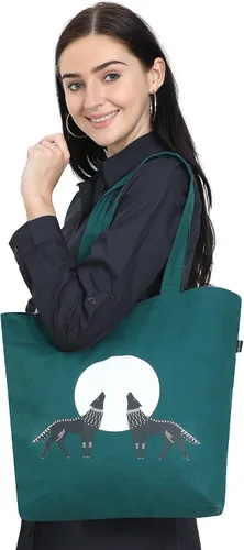 Miniatura 50 de Ecoright Bolsa de lona estética para mujer, bolsa grande con cremallera y bolsillo, bolsa de mano para mujer, para yoga, trabajo, playa