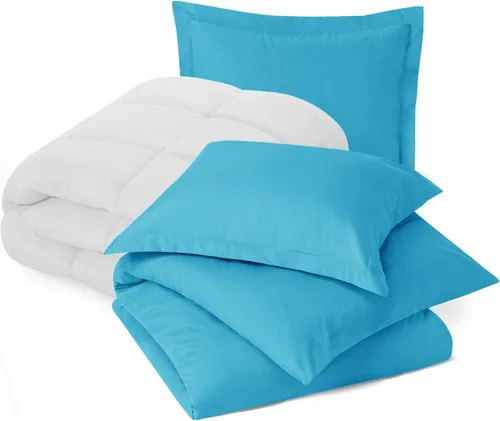 Nestl - Juego de ropa de cama Queen con edredón – Juego de edredón para cama queen; Juego de funda de edredón Queen, Juego de edredón azul playa –