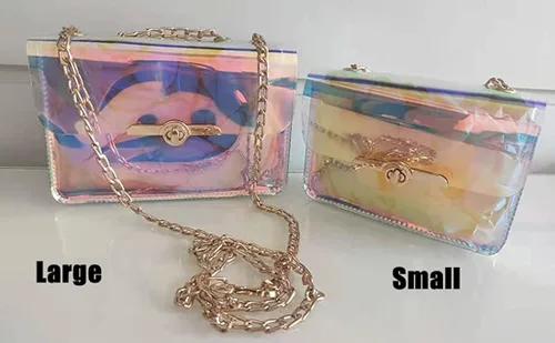 Miniatura 7 de Bolso holográfico iridiscente para mujer noche embrague claro estadio concierto aprobado
