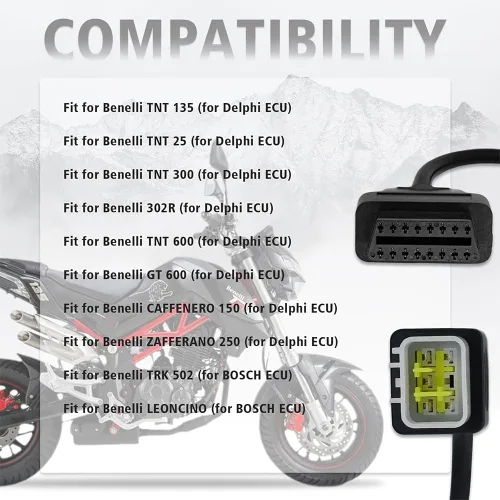 Miniatura 6 de AntiBreak Delphi Benelli 6pin 6pin Adaptador de motocicleta Motorrad Motor OBD2 conector compatible con Benelli OBD Obd2 escáner diagnóstico