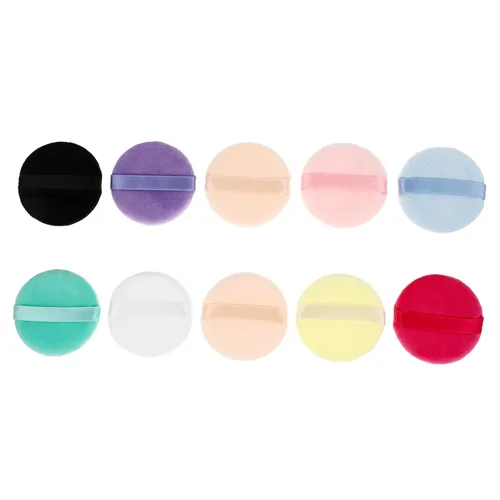 NOLITOY 10 Uds. Esponjas de soplo de maquillaje redondo Esponja de polvo Puff Maquillaje Puffs Esponja Cosméticos Puff Herramienta de Maquillaje