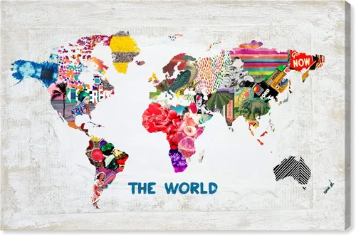 Miniatura 10 de The Oliver Gal Artist Co. Maps and Flags - Lienzo decorativo para pared, diseño hipster Mapa Mundi, decoración del hogar, 24 x 16 pulgadas, blanco