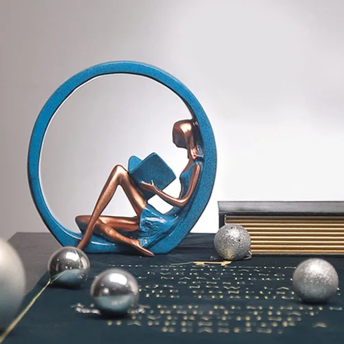 Miniatura 6 de EKDJKK Estatuilla de resina leyendo un libro, estantería de yoga para niña, decoración estética, escultura, pieza de acento, esculturas artísticas