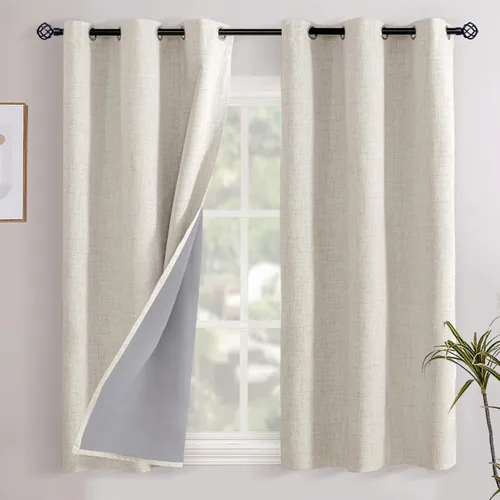 Miniatura 43 de YoungsTex - Cortinas opacas de lino para dormitorio, oscurecimiento de la habitación, cortinas con textura de lino, paneles con aislamiento térmico