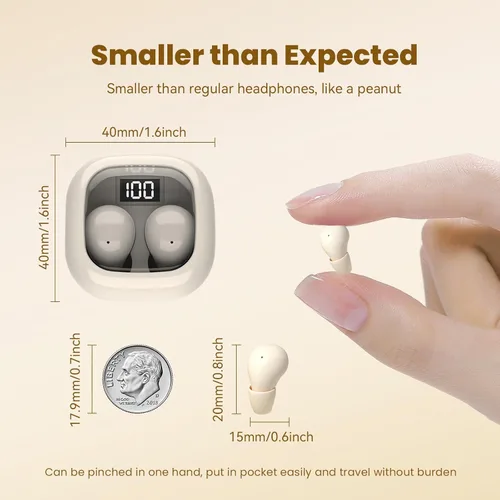 Miniatura 8 de Auriculares Mini Invisibles para Dormir para Personas que Duermen de Lado, Canales de Oídos Pequeños para Mujeres, Inalámbricos Bluetooth de Perfil