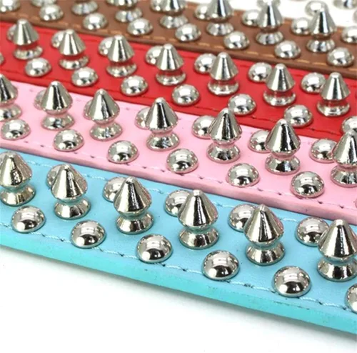 Miniatura 3 de Collares de piel sintética ajustable con remaches y tachuelas de hongos para gatos, cachorros, perros