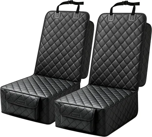 Miniatura 10 de PETICON Funda impermeable para asiento delantero de automóvil, paquete de 2 unidades, funda de asiento de automóvil para perro de protección Negro