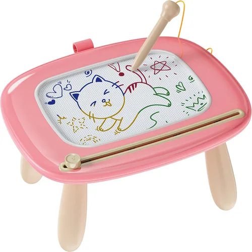 Miniatura 11 de Kikapabi Tablero de Dibujo Magnético, Tablero de Garabatos para Juguetes de Niños Pequeños de 1 a 3 Años, Juguetes Sensoriales Educativos y de Rosa