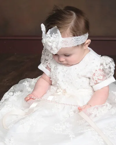 Miniatura 4 de Christening Gown Baby Girl Lace Toddler Dress for Age 3-24 Months