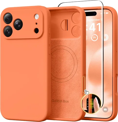Miniatura 36 de GolbinBox Funda magnética para iPhone 17, compatible con MagSafe, cubierta de silicona integrada para control de cámara, funda de silicona líquida a
