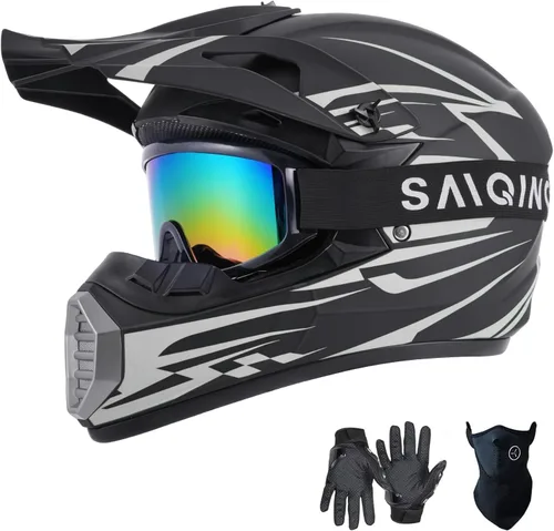 Miniatura 14 de SanQing - Casco de motocross para jóvenes y niños, casco integral para motocicleta de cara completa para bicicleta de tierra ATV cuatrimoto MX