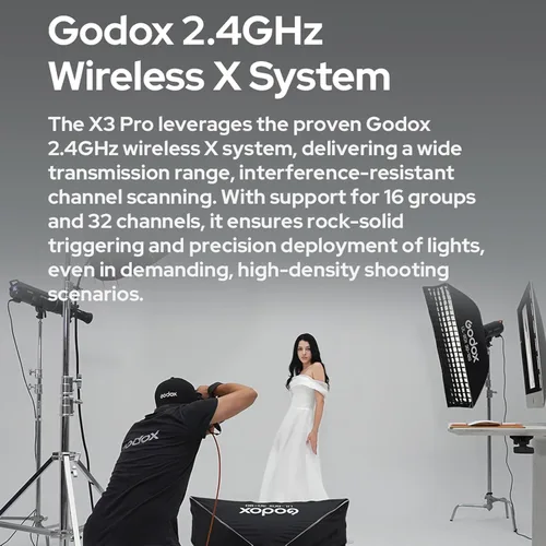 Miniatura 2 de GODOX Transmisor de disparador de flash inalámbrico X3C 2.4G TTL Autoflash con gran pantalla táctil OLED Múltiples modos de flash con puerto USB 32