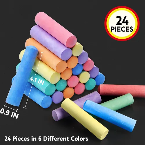Miniatura 3 de JOYIN Juego de 24 tizas lavables para acera, no tóxicas, gigantes, para escuelas, juegos de arte al aire libre, pintura sobre pizarra, pizarra