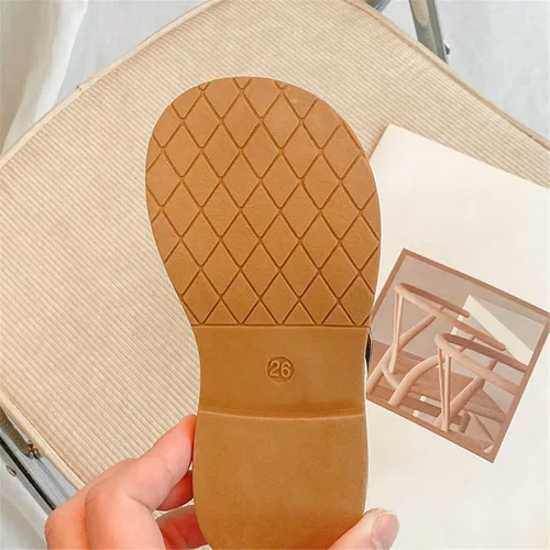Miniatura 3 de Sandalias para niñas con diseño de lazo de cuero, punta redonda suave, zapatos planos para vestido de princesa