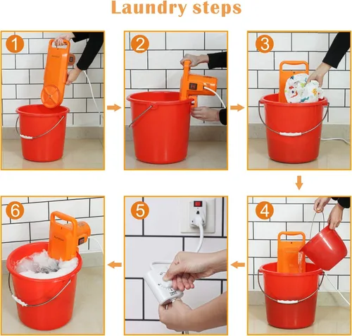 Miniatura 10 de Lavadora portátil pequeña mini lavadora semiautomática compacta de mano, perfecta para el hogar, apartamento, dormitorio, caravana, camping, viajes