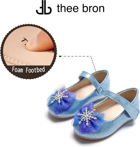 Miniatura 4 de THEE BRON Zapatos de vestir para niñas pequeñas, zapatos planos de ballet Mary Jane, zapatos de fiesta de princesa