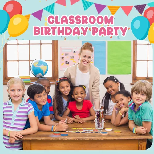 Miniatura 5 de Sabary Juego de 48 pulseras de goma para lápices de feliz cumpleaños, recuerdos de fiesta de cumpleaños, pulseras de silicona para niños, Arcoír