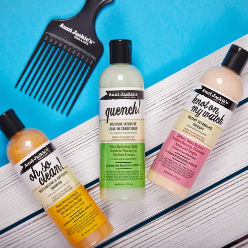 Miniatura 9 de Aunt Jackie's Rizos y Bobinas Acondicionador Hidratante Intensivo Sin Aclarado para Rizos, Bobinas y Ondas Naturales, Enriquecido con Manteca