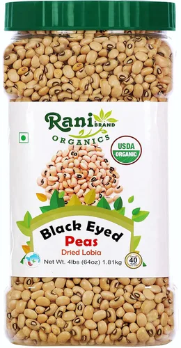 Miniatura 10 de Rani Black Eyed Peas, Guisantes de Carita Secos (Lobhia) 400oz (25lbs) 11.36kg Caja a Granel ~ Completamente Natural Vegano Kosher Apto