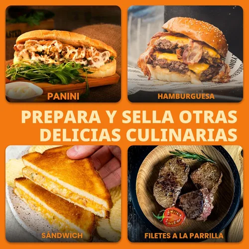 Miniatura 6 de Baker's Friend Prensa Panini Eléctrica Plancha, Prensa Panini Parrilla Sandwichera, Prensa Eléctrica para Queso Fundido, Sandwichera Eléctrica