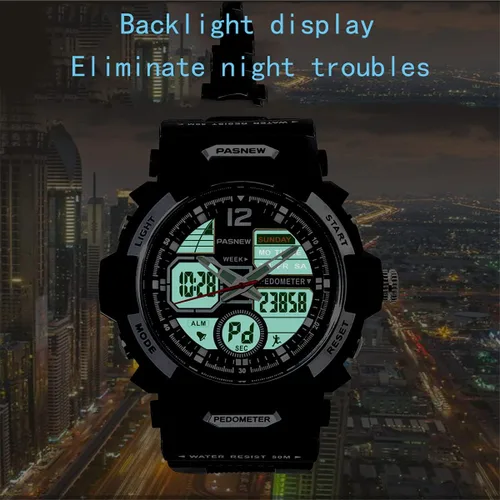 Miniatura 3 de PASNEW Boys Watch Alarm Analog Digital Dual Time Watch Outdoors Sports Casual Kids Wrist Watches,50M Waterproof Watches
