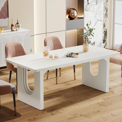Miniatura 10 de Tribesigns Mesa de Comedor Moderna para 6 Personas, Mesa Grande de Comedor de Cocina de 71 pulgadas con Base de Pedestal de Madera, Mesa de Cena