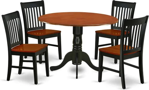 Miniatura 11 de East West Furniture DLNO3-BCH-W Juego de mesa de comedor de 3 piezas contiene una mesa de comedor redonda con gotas y 2 sillas de asiento de madera
