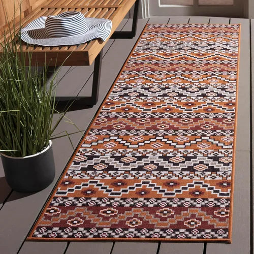 Miniatura 59 de SAFAVIEH Alfombra lavable para exteriores, colección Veranda – Alfombra de pasillo de 2.3 x 6 pies, color azul y crema, no desprende pelusa y fácil