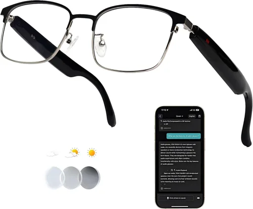 Miniatura 17 de Lentes de traducción Bluetooth inalámbricos inteligentes AI para hombres/mujeres con altavoces/Bluetooth y más de 140 idiomas traducción
