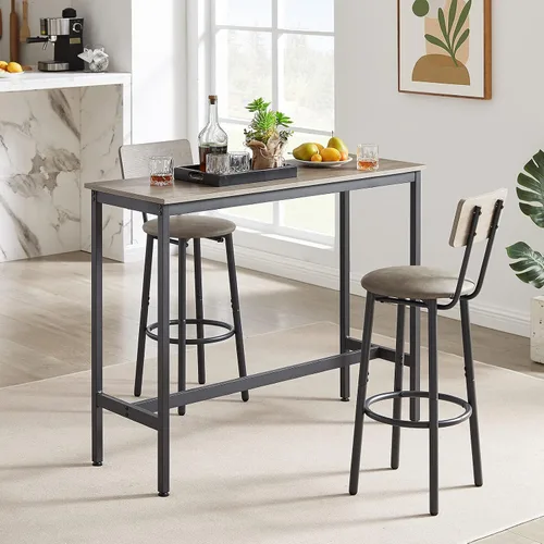 Miniatura 9 de ODUWA Juego de mesa y sillas de bar para 4,5 piezas de altura de mostrador Bistró Pub con 4 taburetes tapizados de poliuretano para comedor, cocina