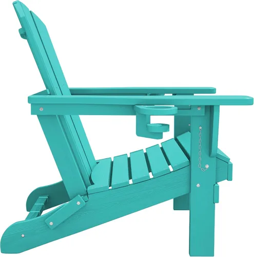 Miniatura 11 de SERWALL - Silla Adirondack con portavasos - Sillas Adirondack de composite HDPE para exteriores, uso para todo tipo de clima - Aruba Café