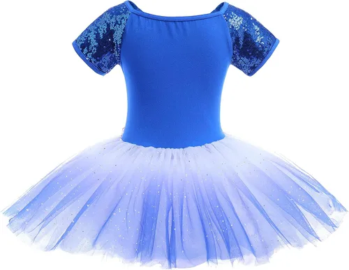 Miniatura 2 de AFAVOM Vestido de ballet de lentejuelas para niñas pequeñas, tutú con falda de tutú de flores con purpurina, leotardo de bailarina, ropa de baile