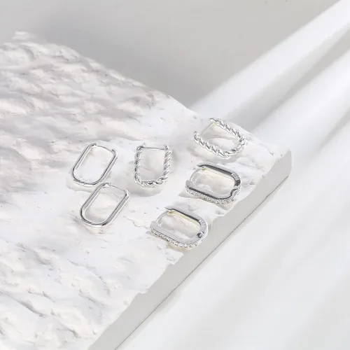 Miniatura 6 de BMMYE Aretes de aro de plata de ley para mujer, aretes cuadrados para cartílago, pequeños y gruesos, para múltiples piercings