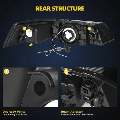 Miniatura 5 de DWVO Conjunto de Faros LED DRL Compatible con Ford Mustang 1999 2000 2001 2002 2003 2004 Reemplazo de Faros Par con Luz de Circulación Diurna