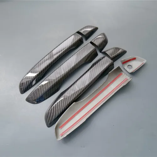 Miniatura 2 de Cubierta de manija de puerta para Honda Civic 2016 2017 2018 2019 2020 (fibra de carbono sin agujeros para llave sin contacto)